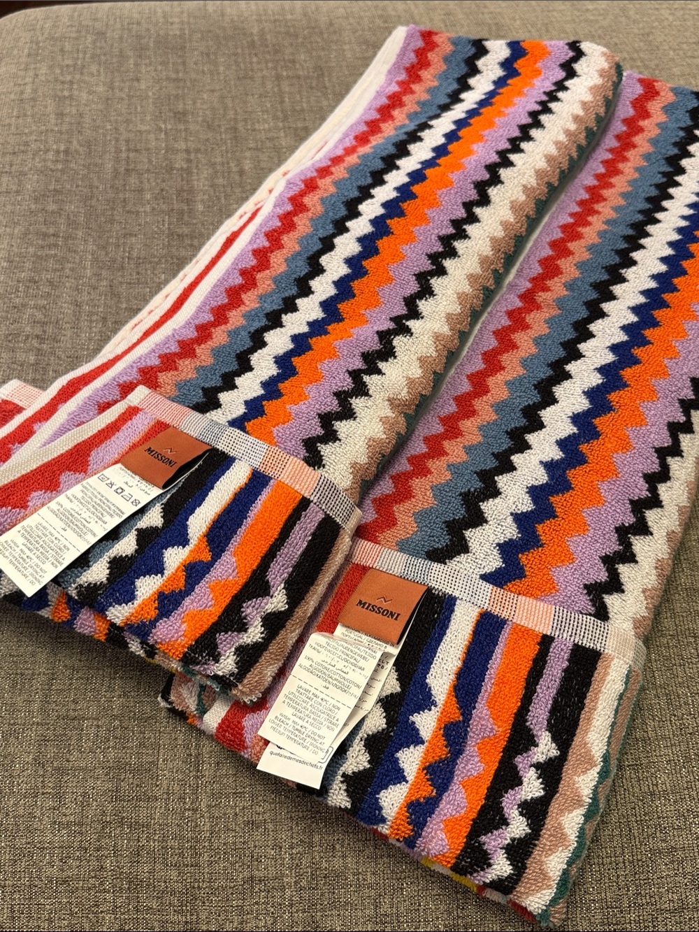 NWT Missoni Home Riverbero 100 Luxury Cotton Bath Towel Set (2 Pieces) 27x46